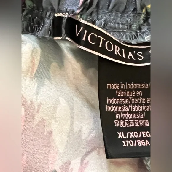 VICTORIA SECRET Floral Satin WIDE LEG TULIP Pants PAJAMA BOTTOM LOUNGE LK NEW XL - Picture 13 of 13